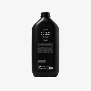 Shampoing naturel « Herbal Garden » de Soeder, en bidon en plastique noir de 5 litres